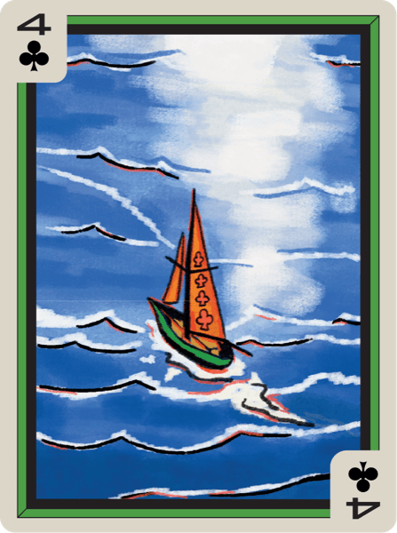 4 of Clubs, painted in Fauvist style
