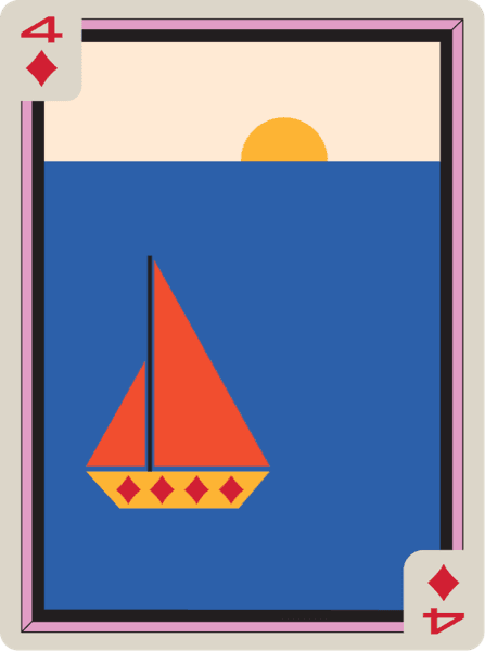 4 of Diamonds, painted in Bauhaus style