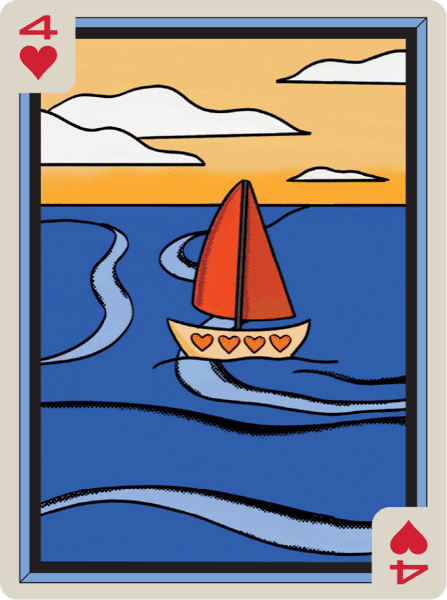 4 of Hearts, painted in Pop-Art style