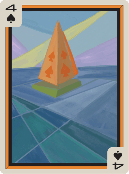 4 of Spades, painted in Cubist style